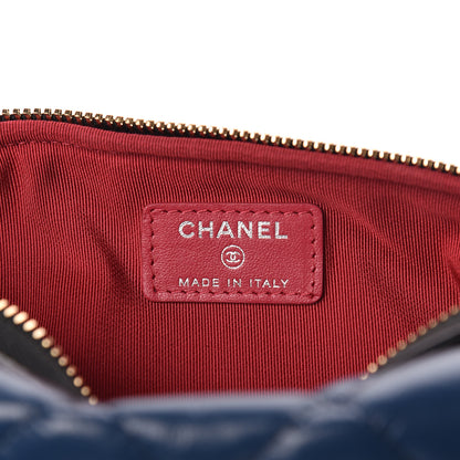 Chanel Aged Calfskin Quilted Gabrielle Classic Pouch Blue Black 8 of 9