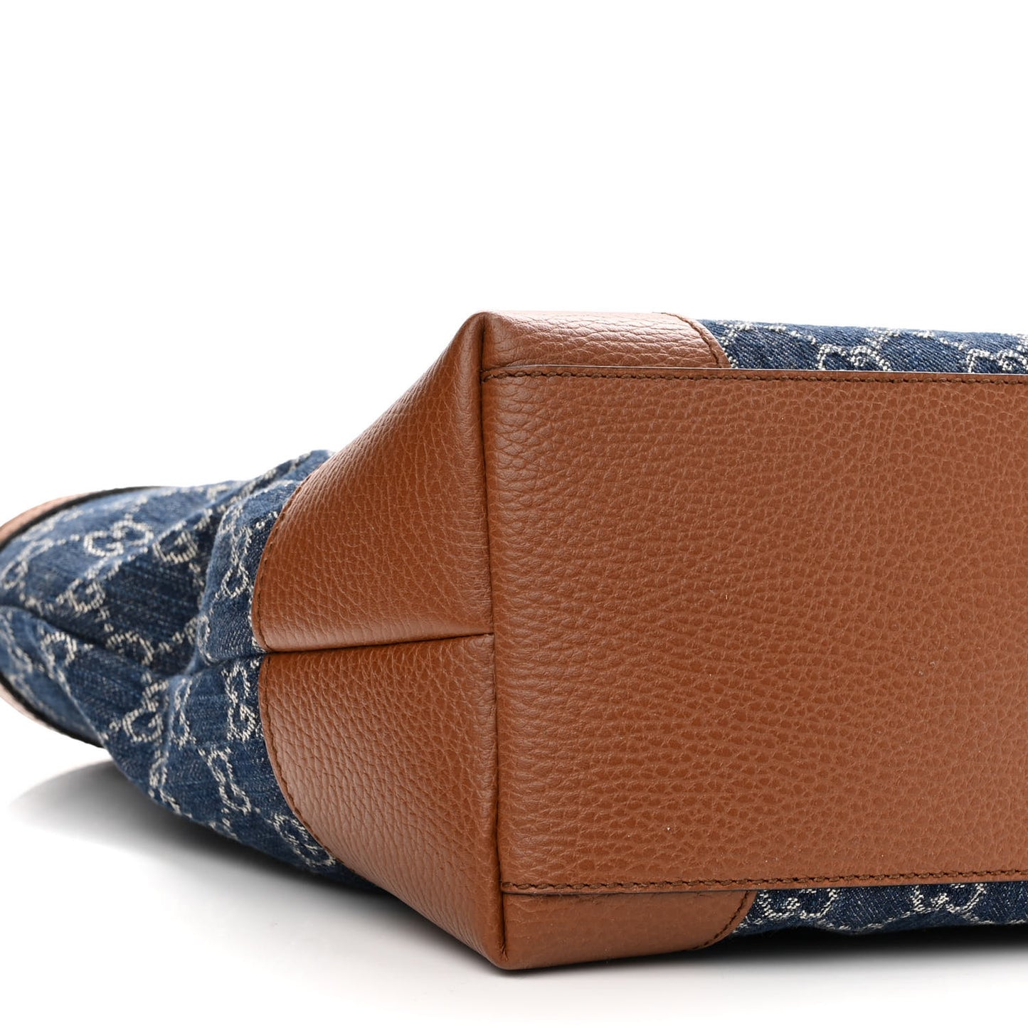 New Denim GG Monogram Medium Ophidia Shopping Tote Blue Tea Cuir