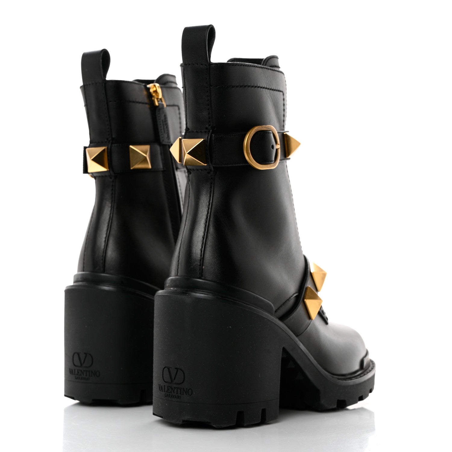 Valentino Garavani Calfskin Roman Stud 20/85mm Combat Boots 36.5 Black 4 of 10