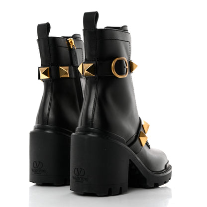 Valentino Garavani Calfskin Roman Stud 20/85mm Combat Boots 36.5 Black 4 of 10