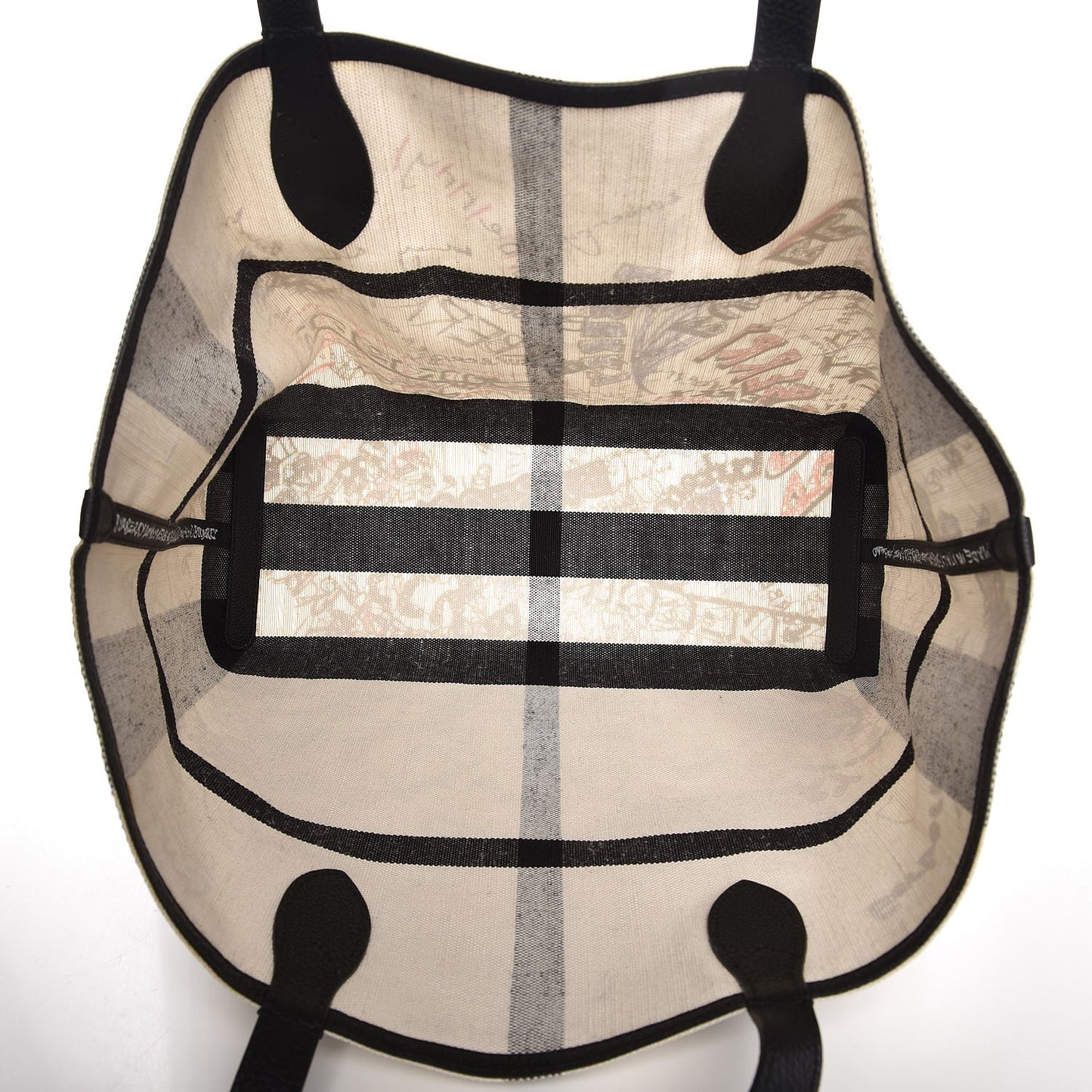 Coated Canvas Mega Check Sketchbook Reversible Tote White Black