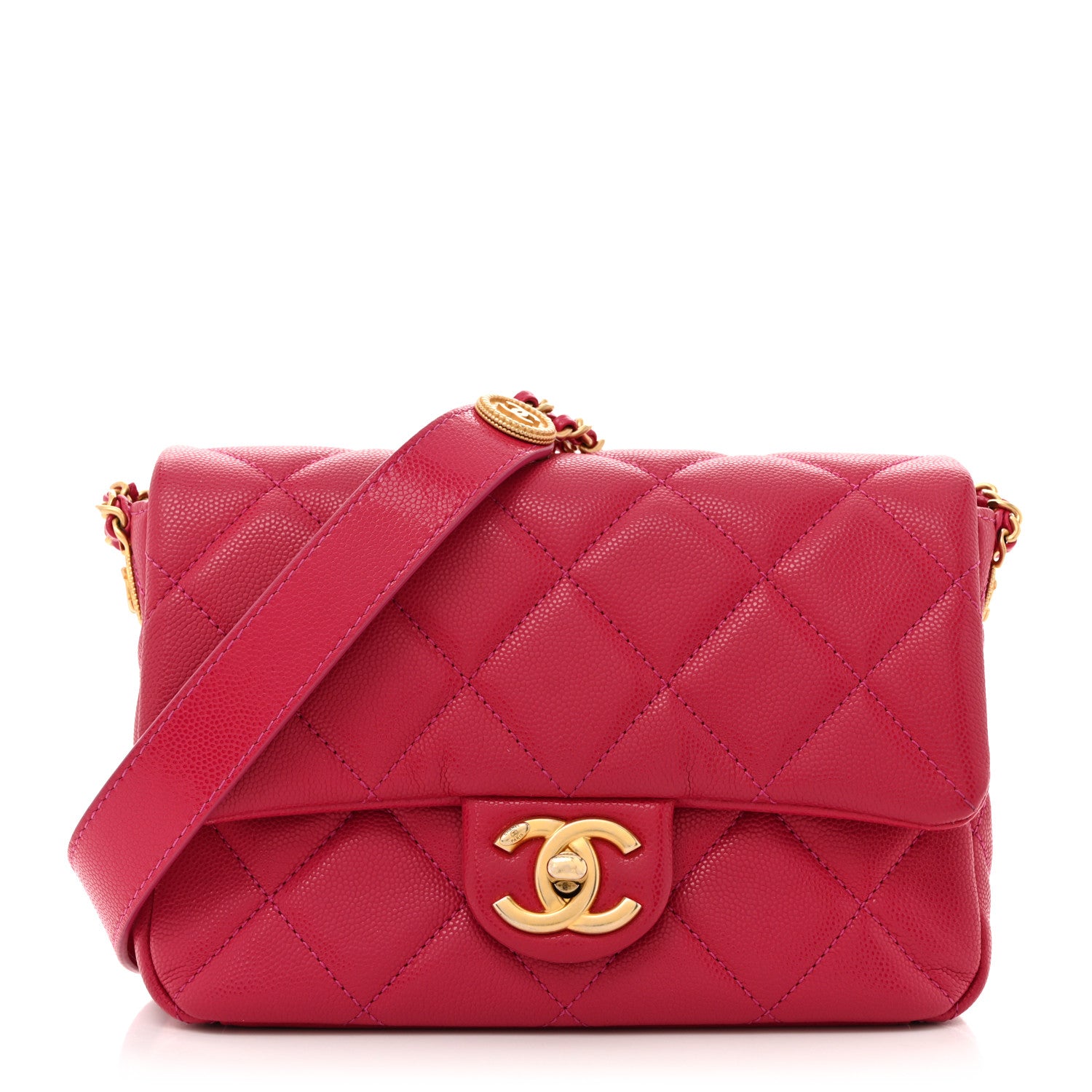 Chanel Caviar Quilted Small Twist Your Buttons Flap Fuchsia 1 of 11