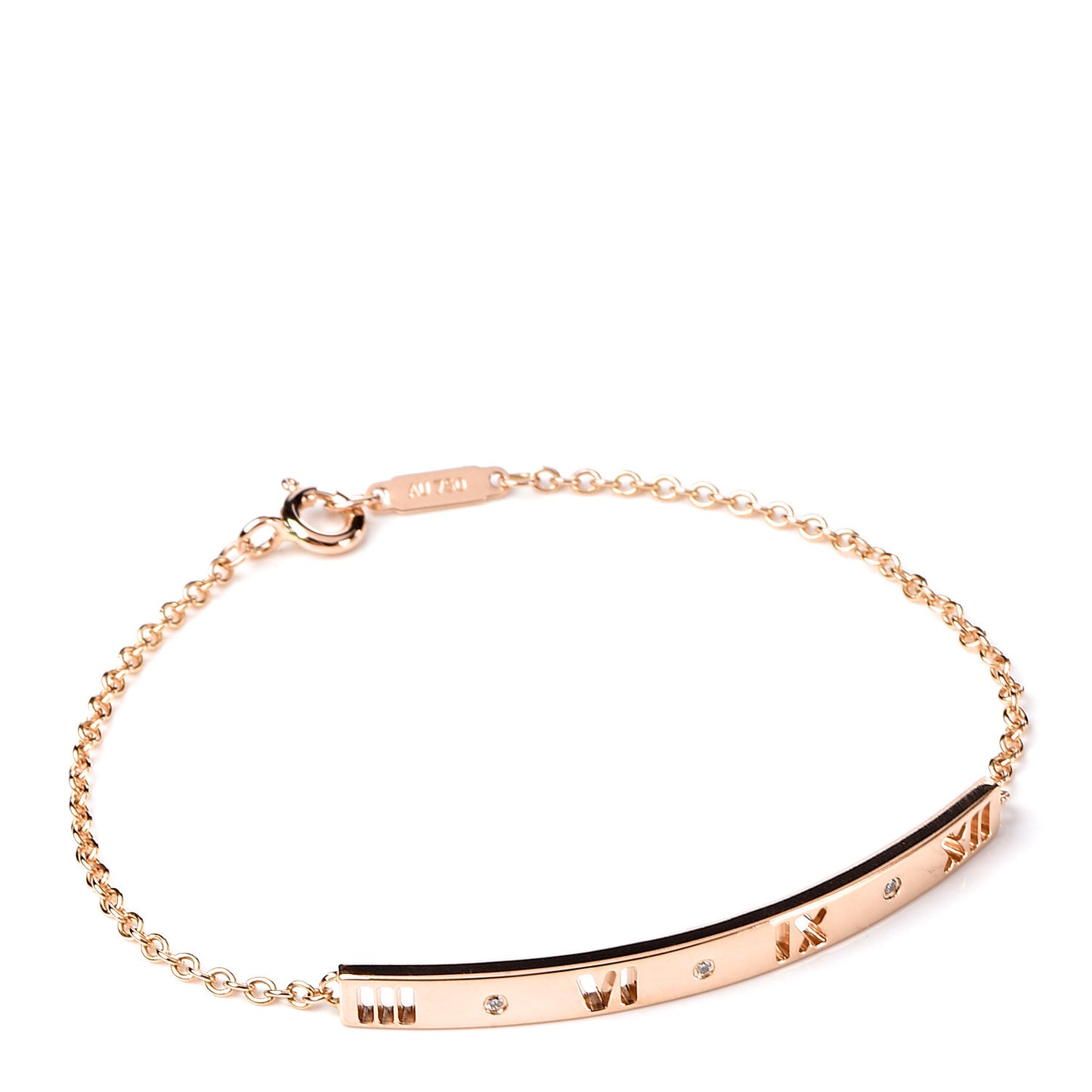18K Rose Gold Diamond Atlas Bar Pierced Bracelet