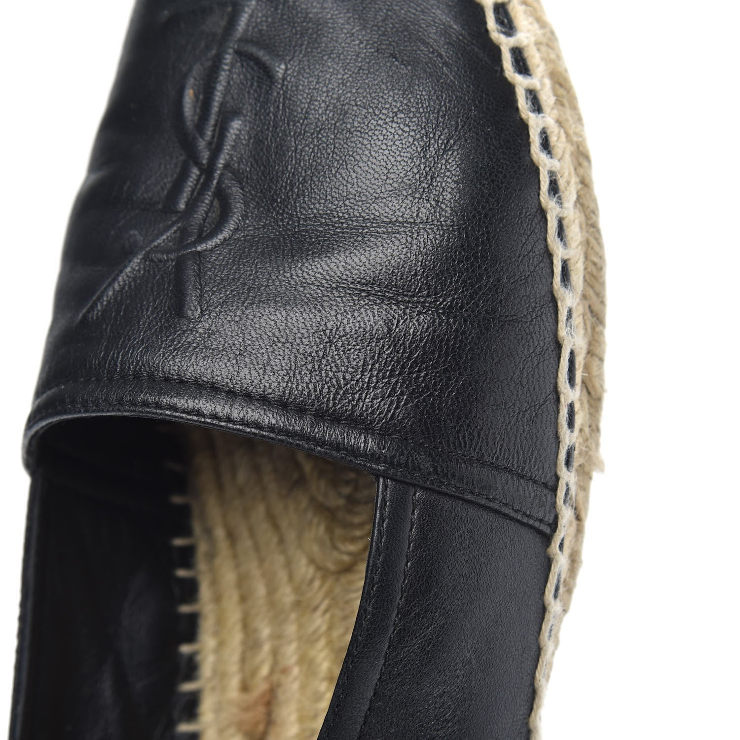 Saint Laurent Lambskin Monogram Espadrilles 38 Black 7 of 12