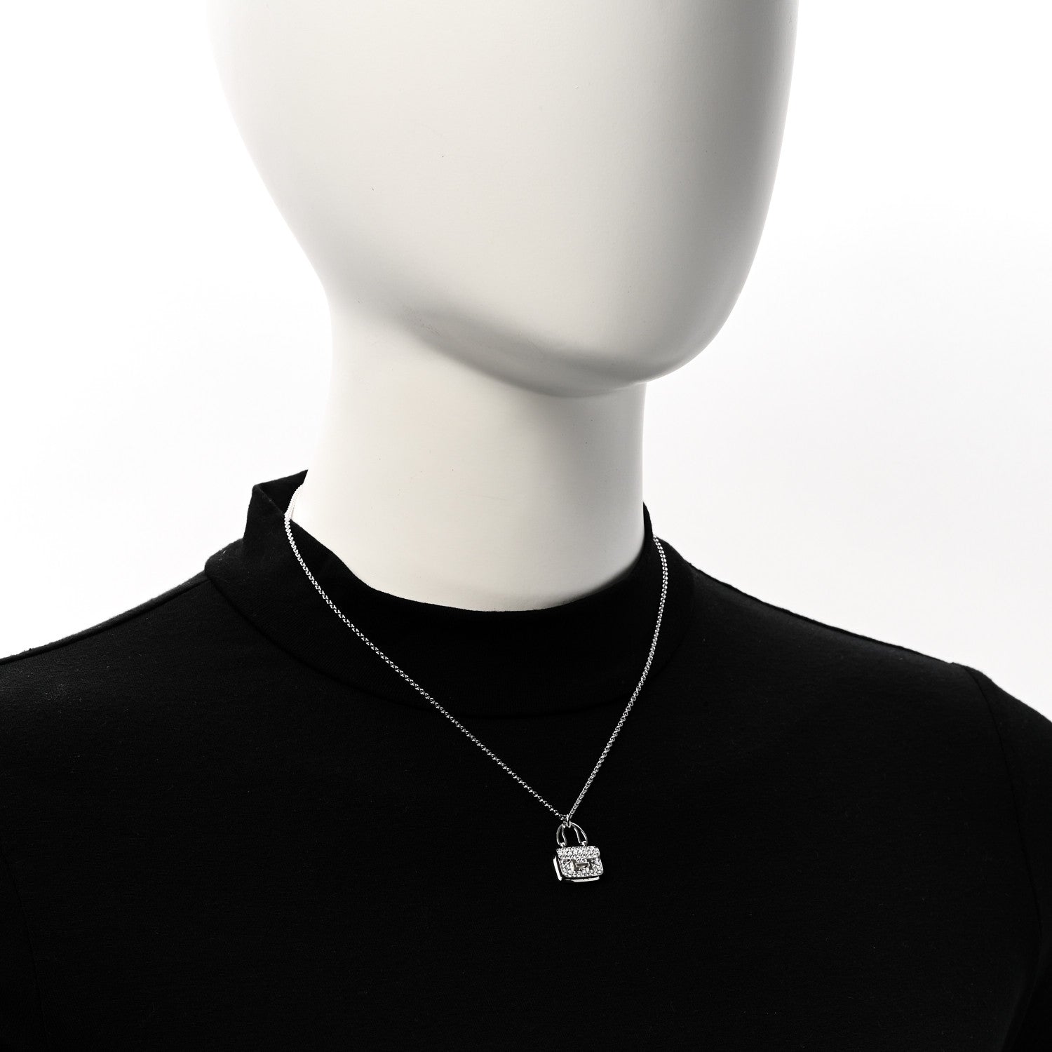 Hermes 18K White Gold Diamond Constance Amulettes Pendant Necklace 2 of 6