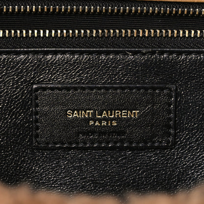 Saint Laurent Shearling Lambskin Quilted Sade Puffer Envelope Clutch Natural Brown 6 of 9