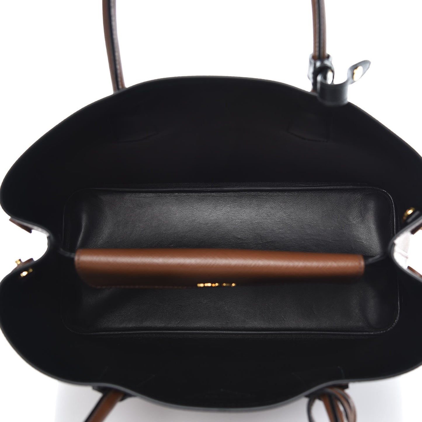 Saffiano Cuir Small Bi-Color Double Bag Palissandro Black
