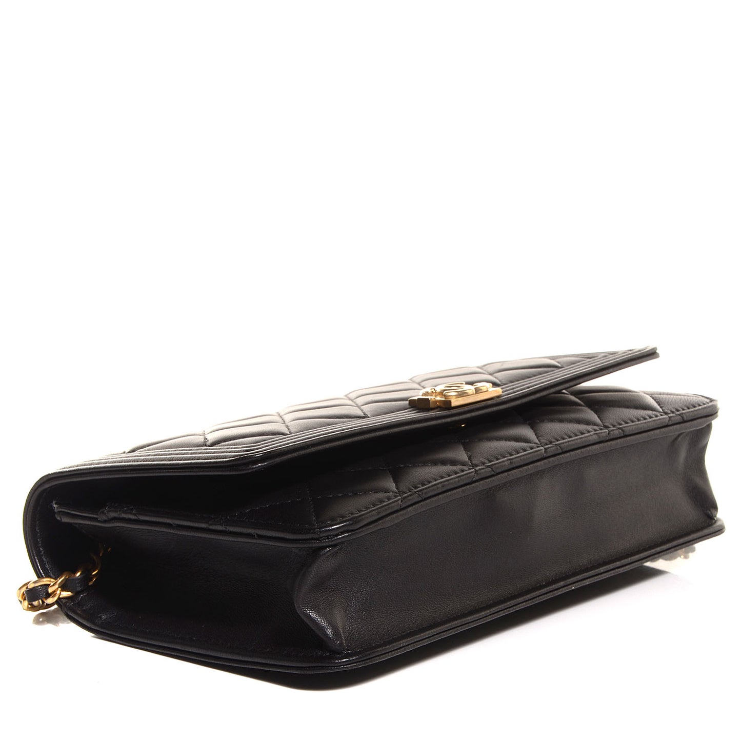 Lambskin Quilted Boy Wallet On Chain WOC Black