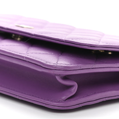 Chanel Lambskin Quilted Wallet On Chain WOC Purple 10 of 11