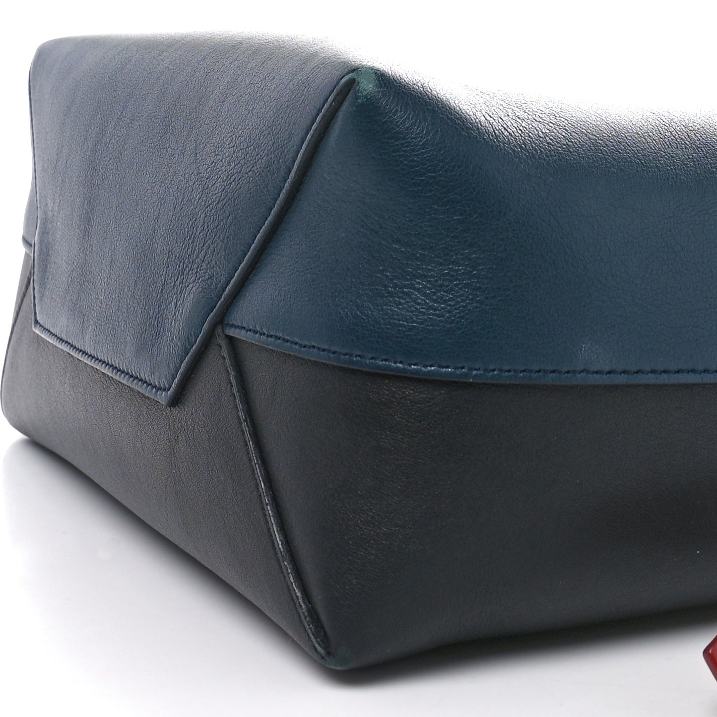 Shiny Smooth Calfskin Small Twisted Cabas Navy Black