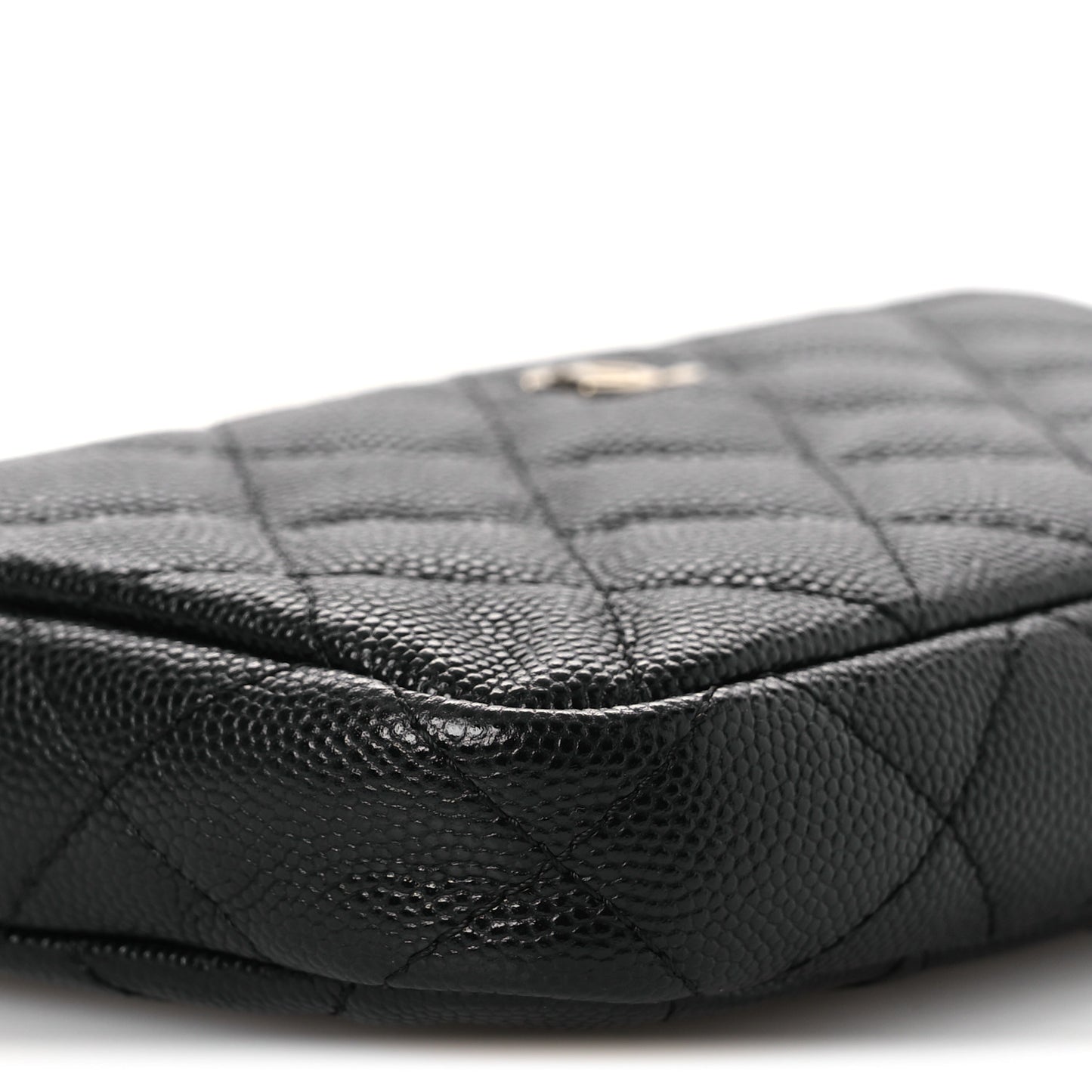 Caviar Quilted Small Clutch With Chain Black
