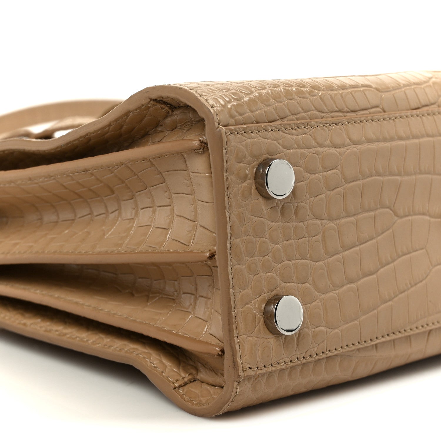 Saint Laurent Calfskin Crocodile Embossed Nano Sac De Jour Brown 10 of 11
