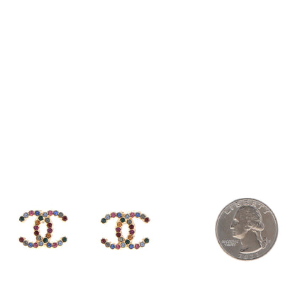 Chanel Crystal Over The Rainbow CC Earrings Gold Multicolor 2 of 5