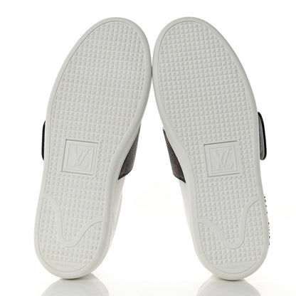Louis Vuitton Calfskin Damier Ebene Striped Frontrow Sneakers 37 White 5 of 9