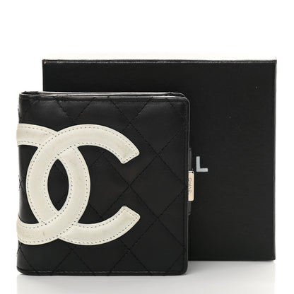 Chanel Calfskin Quilted Cambon Bi-Fold Wallet Black White 12 of 12