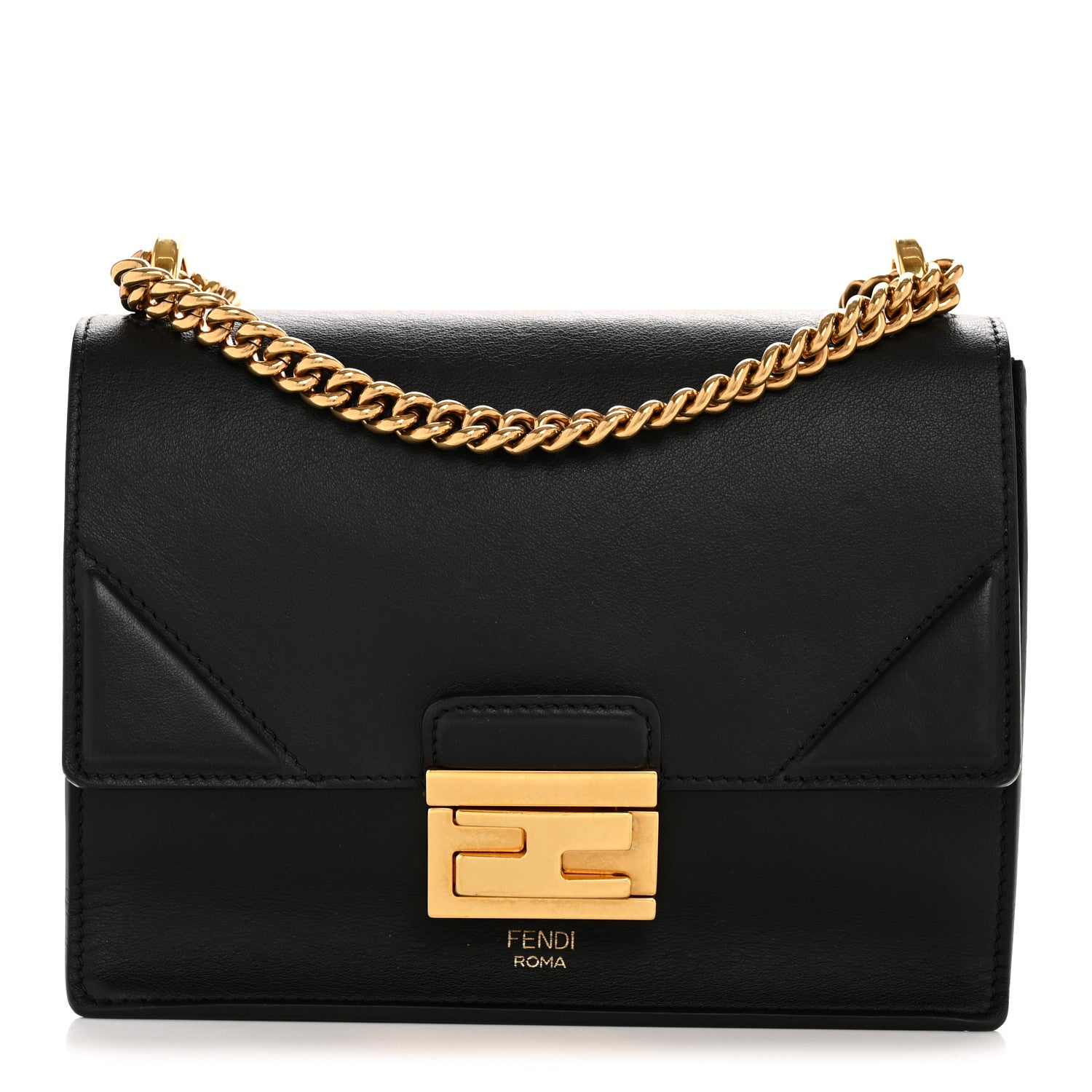 Fendi Vitello Grace Matte Small Kan U Shoulder Bag Black 14 of 27