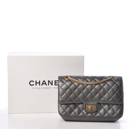 Chanel Metallic Calfskin Quilted 2.55 Reissue 225 Flap Charcoal 14 of 14