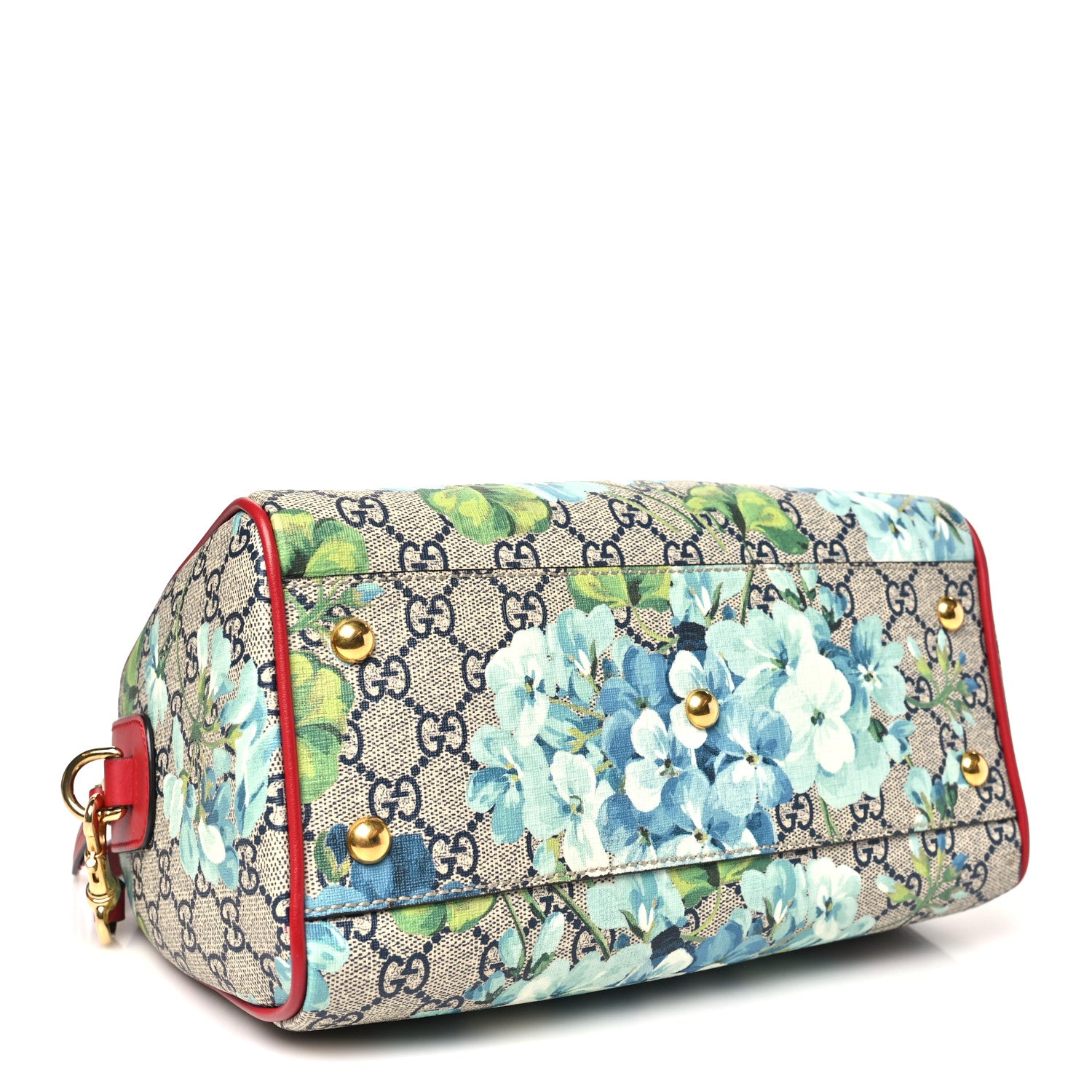 Gucci GG Supreme Monogram Blooms Small Boston Beige Blue Navy Hibiscus Red 4 of 11