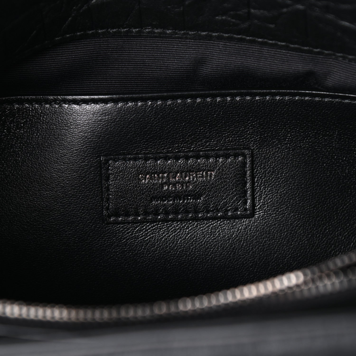 Saint Laurent Calfskin Crocodile Embossed Medium West Hollywood Monogram Fold-Over Black 6 of 9