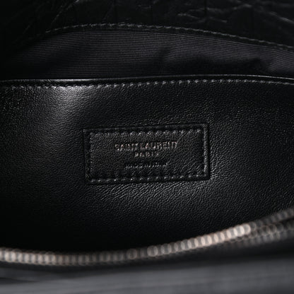 Saint Laurent Calfskin Crocodile Embossed Medium West Hollywood Monogram Fold-Over Black 6 of 9