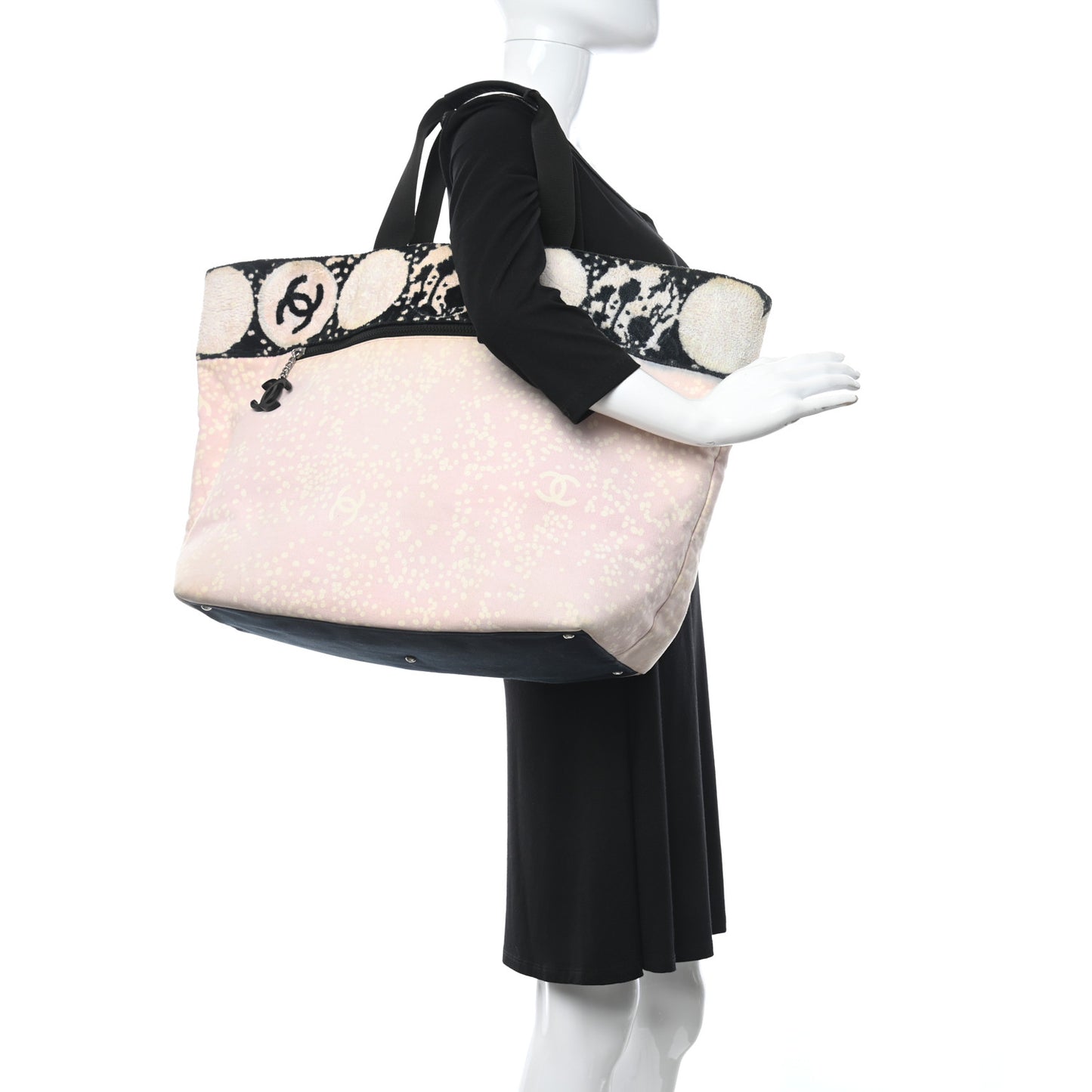 Terry Cotton Canvas Printed Large CC Tote Pale Pink