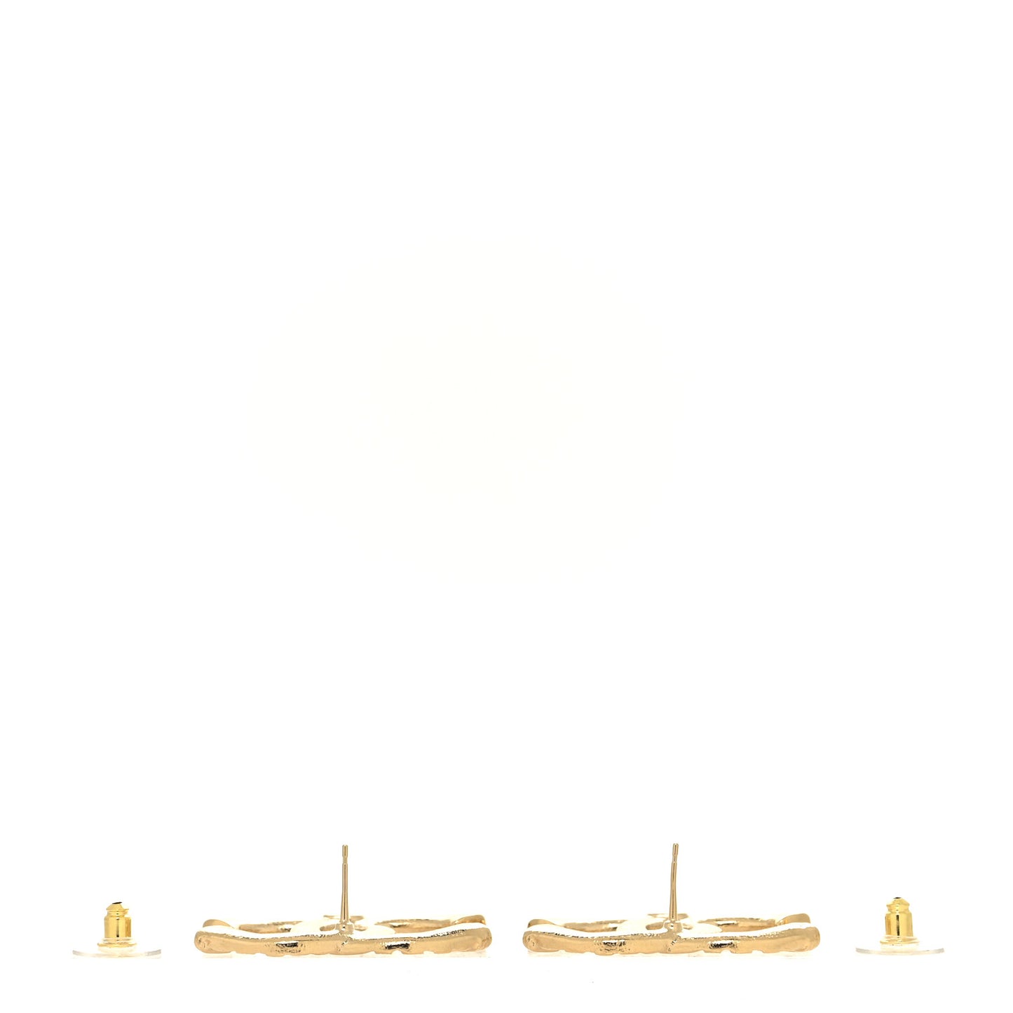 Metal Textured CC Earrings Gold