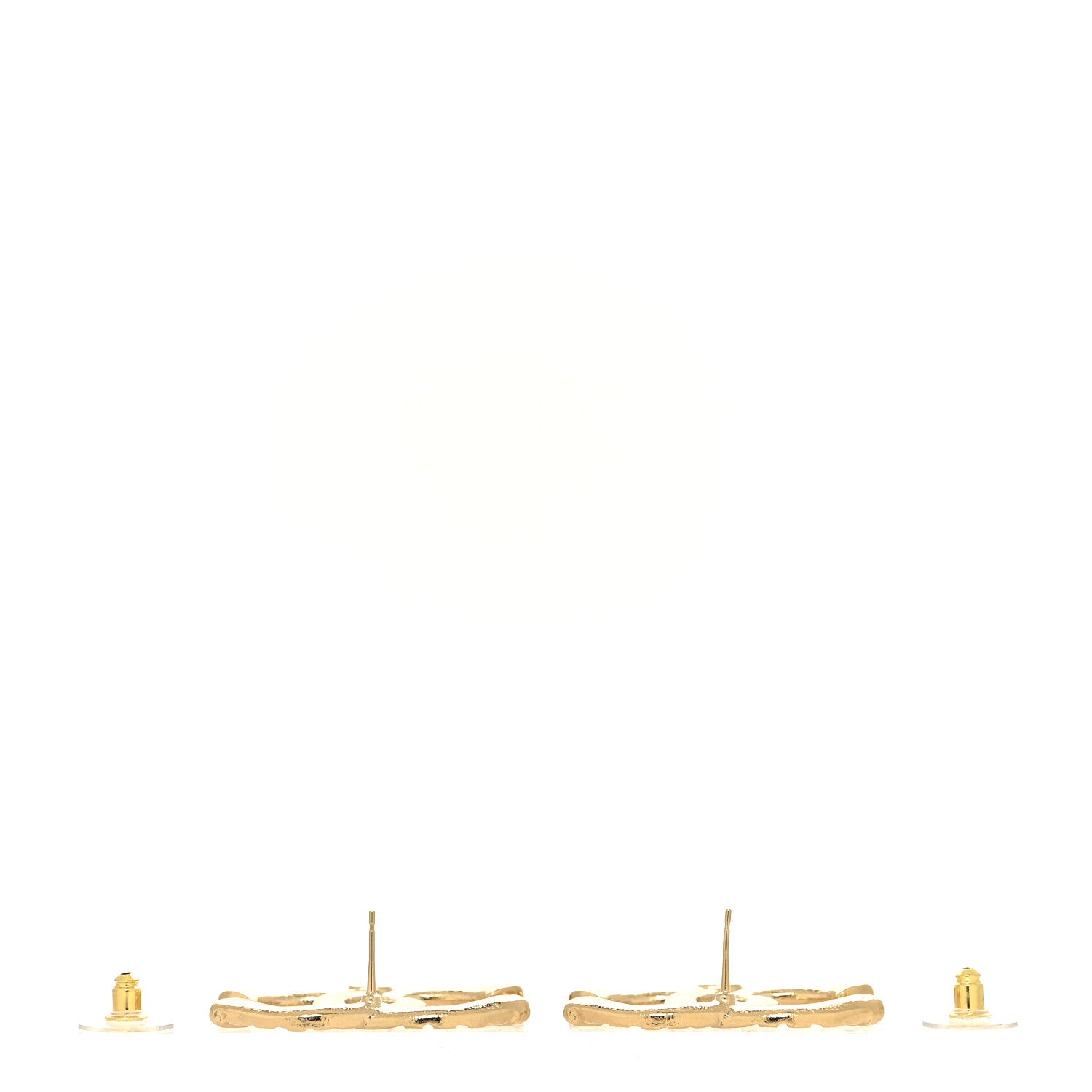 Chanel Metal Textured CC Earrings Gold 3 of 4
