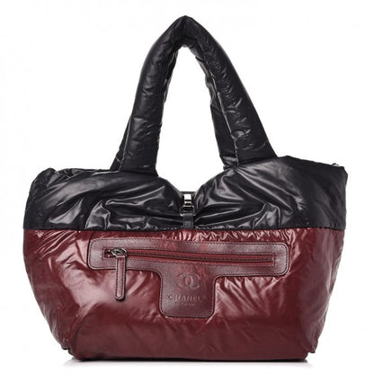Chanel Nylon Quilted Coco Cocoon Medium Reversible Tote Black Red 4 of 20