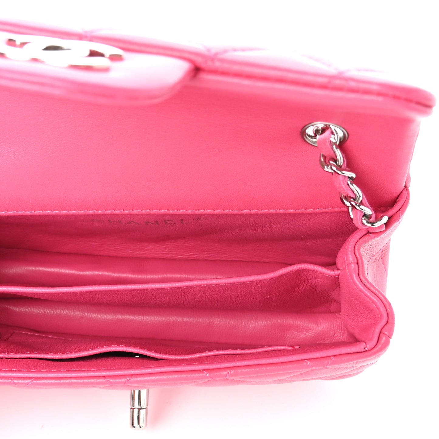Lambskin Quilted Extra Mini Flap Dark Pink