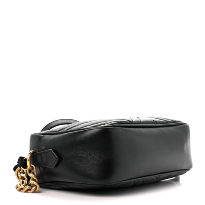 Gucci Calfskin Matelasse Small GG Marmont Chain Shoulder Bag Black 4 of 11