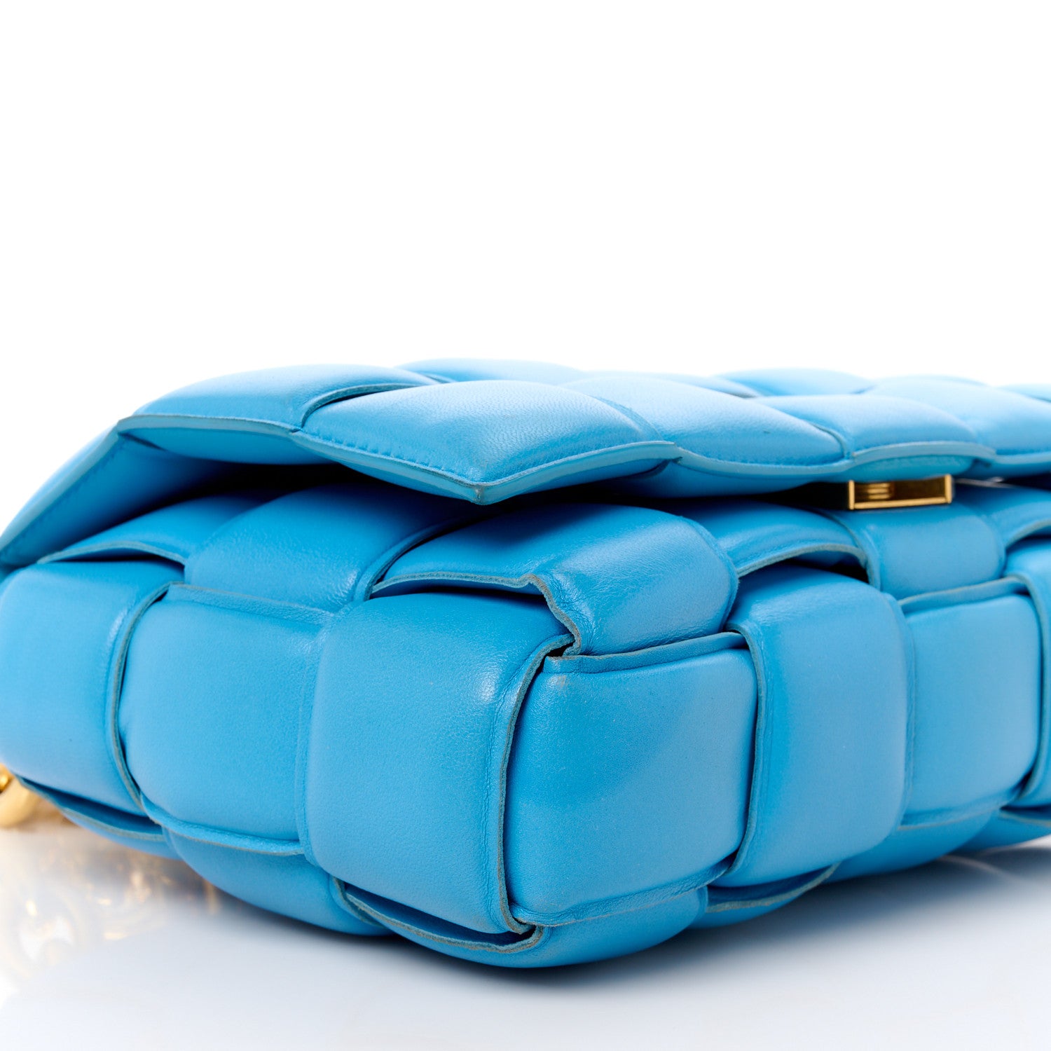 Bottega Veneta Lambskin Maxi Intrecciato Padded Chain Cassette Crossbody Bag Swimming Pool 11 of 13