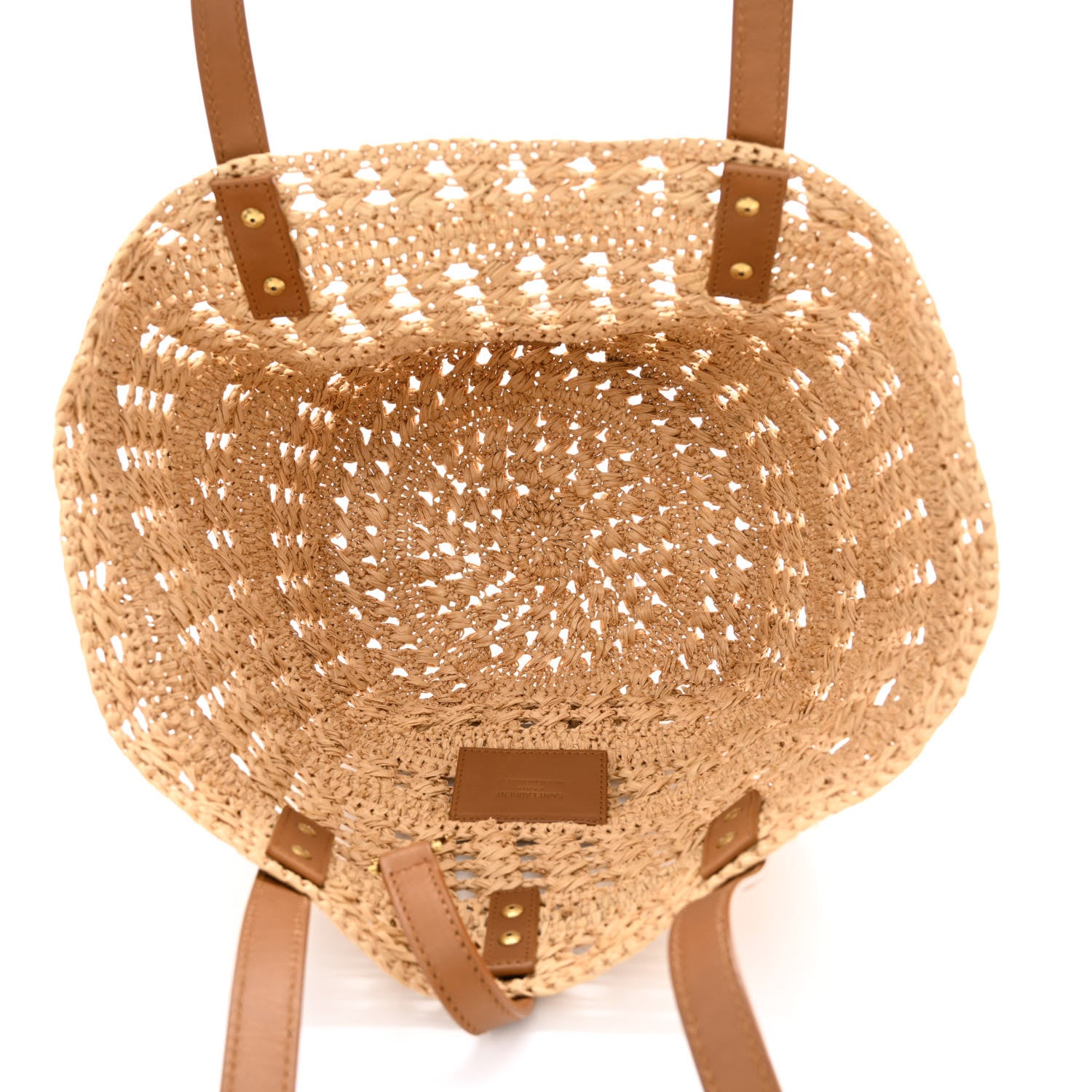 Saint Laurent Raffia Calfskin Small Panier Tote Naturel 5 of 10