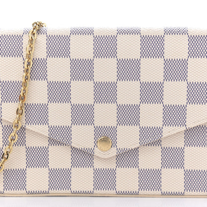 Louis Vuitton Damier Azur Pochette Felicie Chain Wallet Rose Ballerine 10 of 11