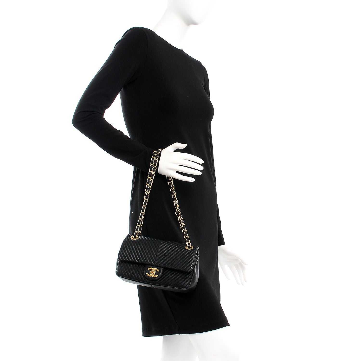 Chanel Wrinkled Lambskin Chevron Quilted Small Flap Black 2 of 8