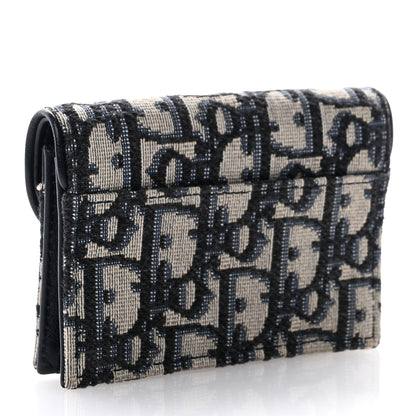 Christian Dior Oblique Saddle Card Holder Blue 3 of 9