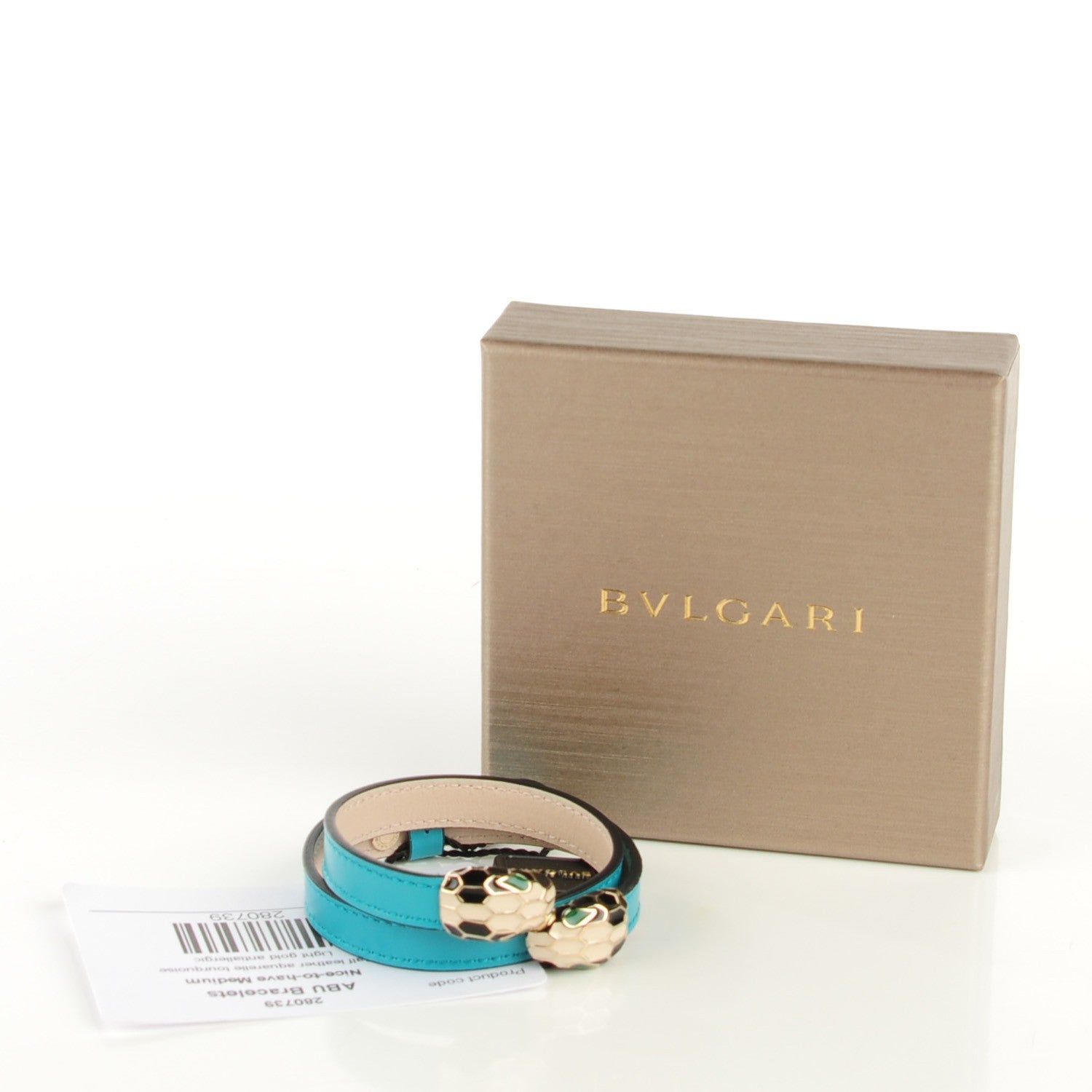 Bulgari Calfskin Serpenti Forever Multi-coiled Bracelet M Aquarelle Turquoise 8 of 13