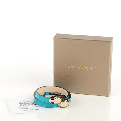 Bulgari Calfskin Serpenti Forever Multi-coiled Bracelet M Aquarelle Turquoise 8 of 13