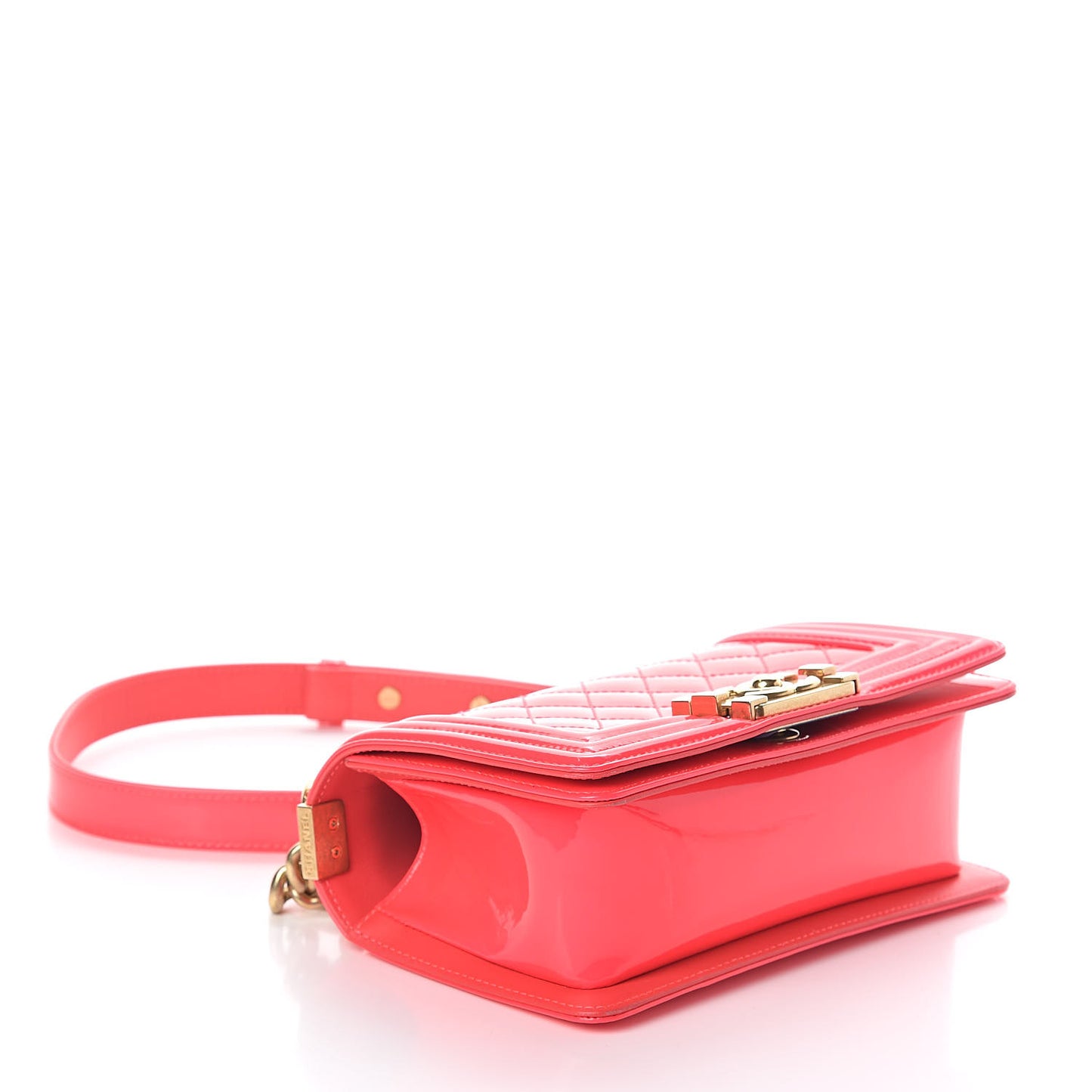Patent Calfskin Quilted Small Boy Flap Pink