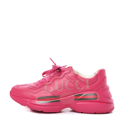 Gucci Calfskin Logo Womens Rhyton Sneakers 37.5 Box Pink 1 of 9