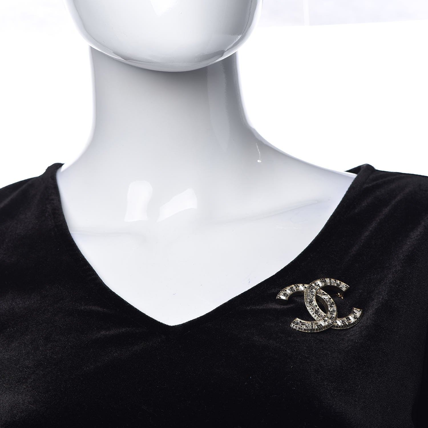 Chanel Baguette Crystal CC Brooch Gold Black 2 of 5