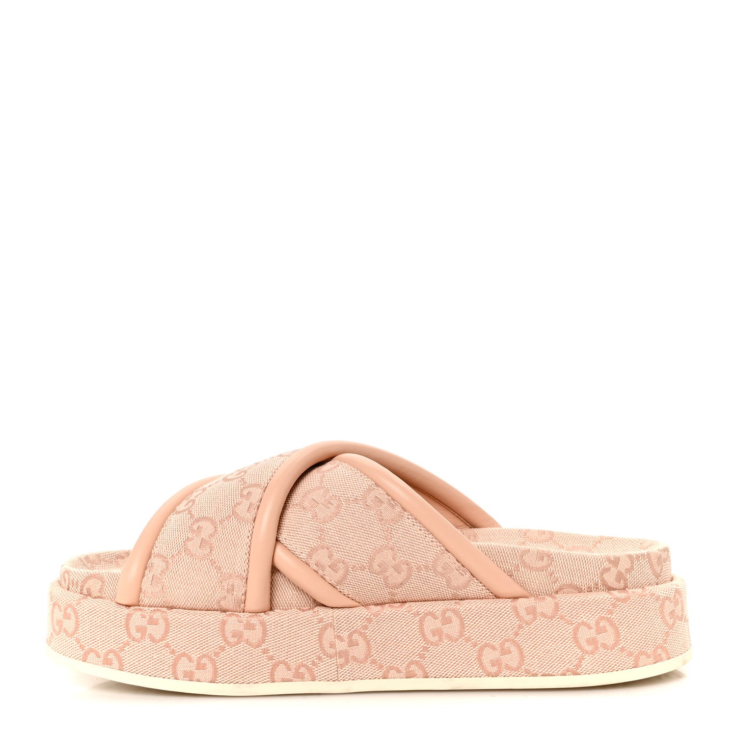 Monogram GG Calfskin Angelina Platform 55mm Slide Sandals 37 Light Pink