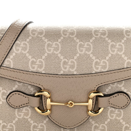 Gucci GG Supreme Monogram Textured Dollar Calfskin Mini Horsebit 1955 Shoulder Bag Beige Mystic White Oatmeal 8 of 11