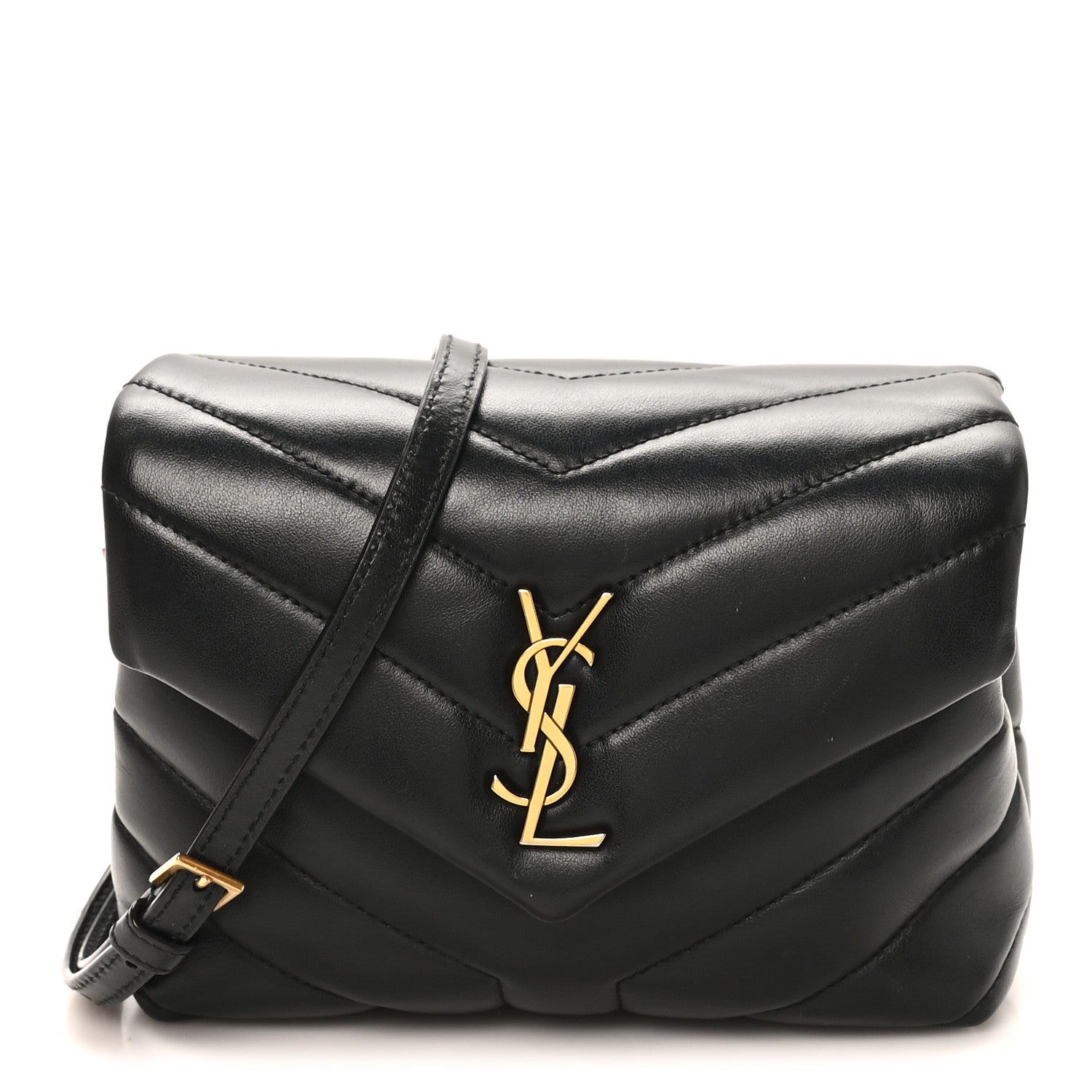 Saint Laurent Calfskin Y Quilted Monogram Toy Loulou Crossbody Bag Black 1 of 10