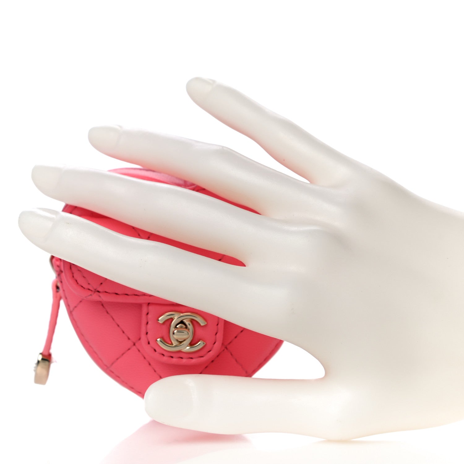 Chanel Lambskin Quilted CC In Love Heart Zipped Arm Coin Purse Pink 2 of 10