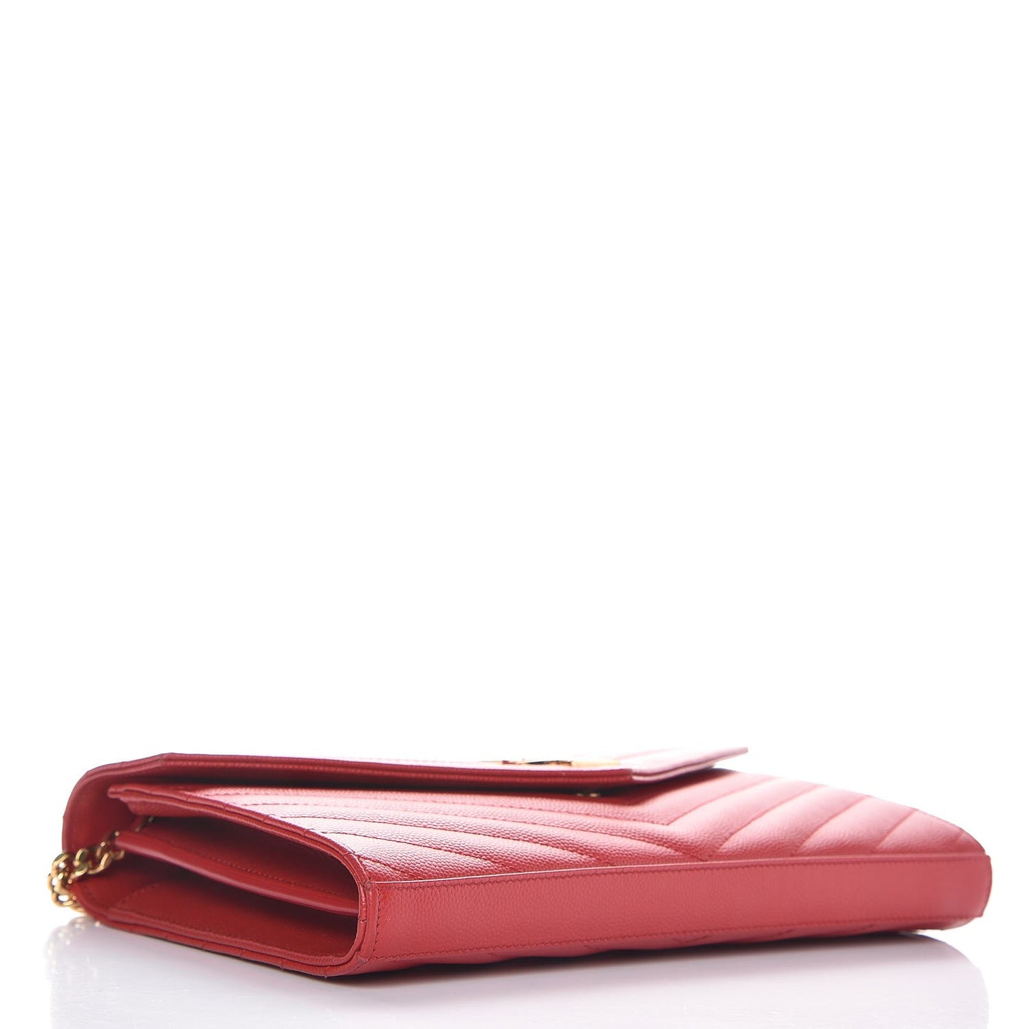 Grain De Poudre Matelasse Chevron Monogram Chain Wallet New Red