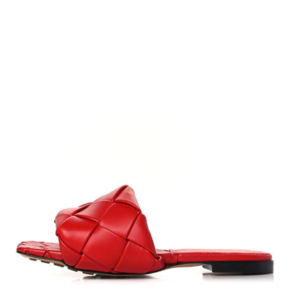 Bottega Veneta Nappa Maxi Intrecciato Lido Flat Sandals 37.5 Bright Red 1 of 8
