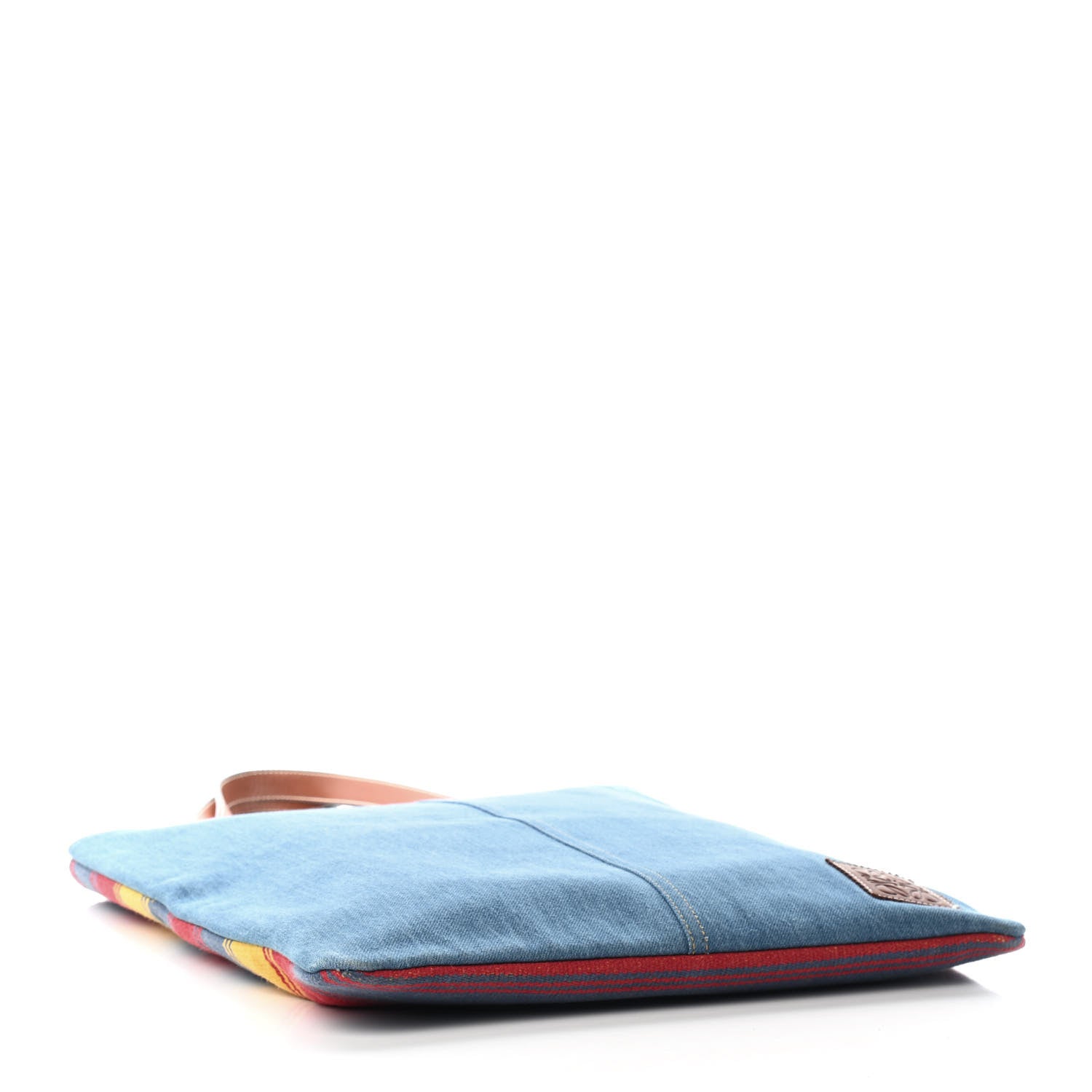 Loewe Canvas Denim Calfskin Striped Tote Multicolor 3 of 7