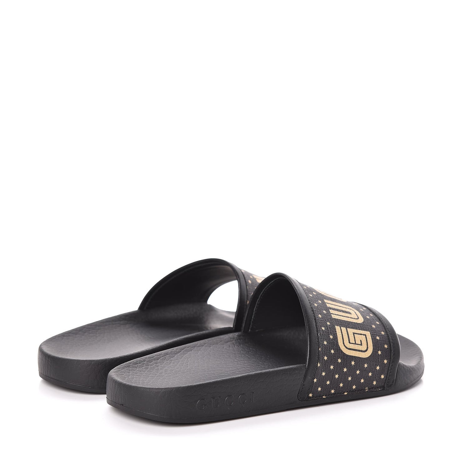 X SEGA Supreme Canvas GUCCY Stars Womens Slide Sandals 36 Black Gold