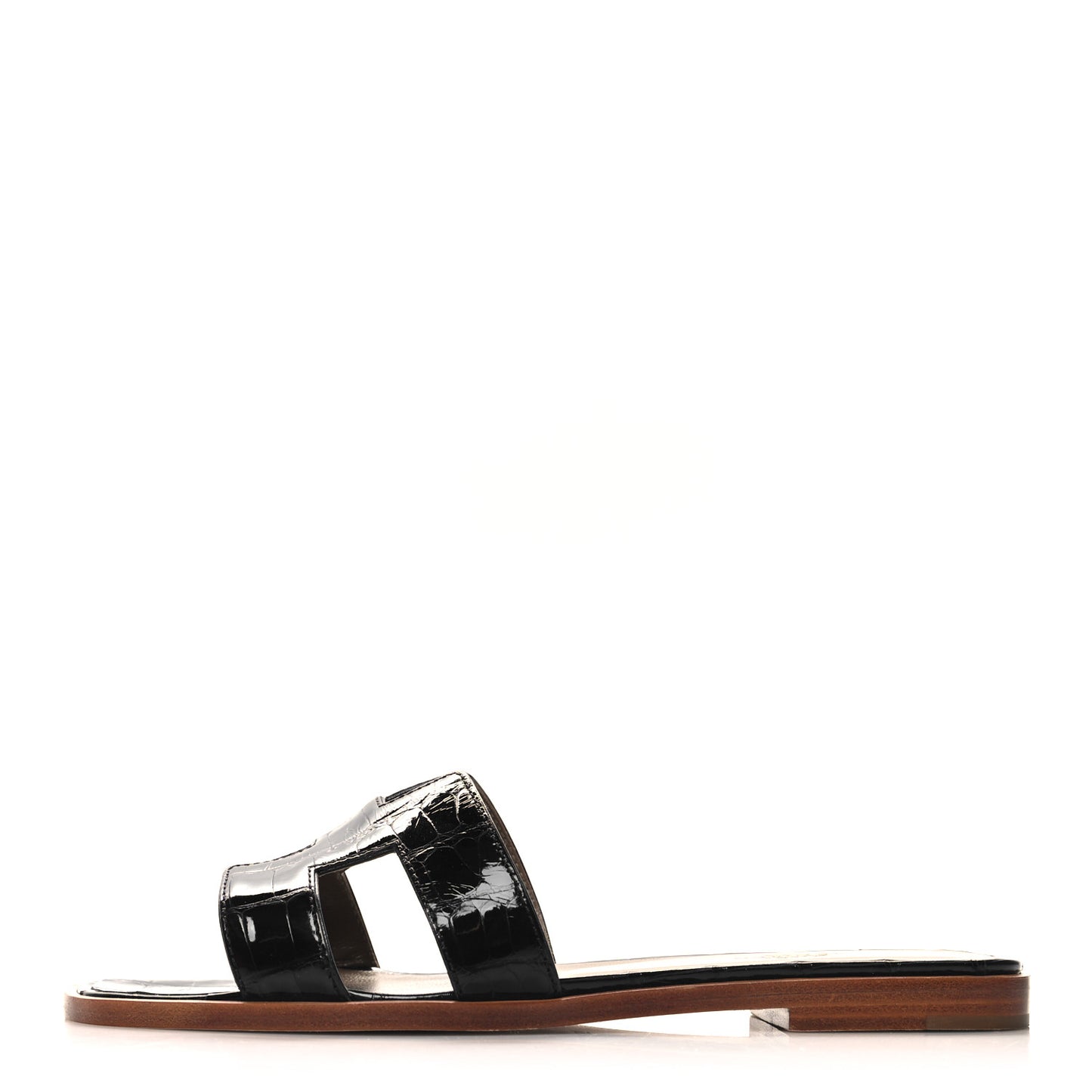 Shiny Alligator Oran Sandals 36.5 Black