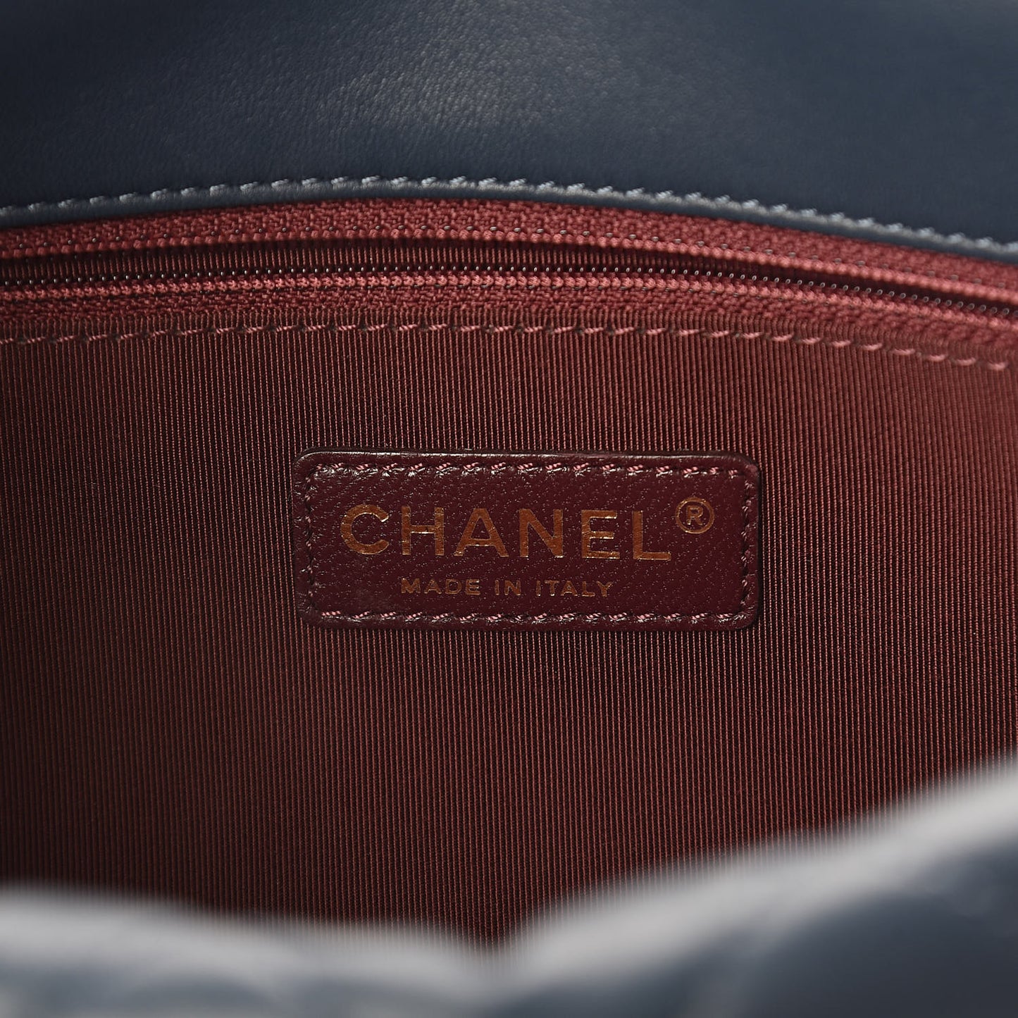 Lambskin Quilted Tri-Color Double Flap Blue Black Navy Blue